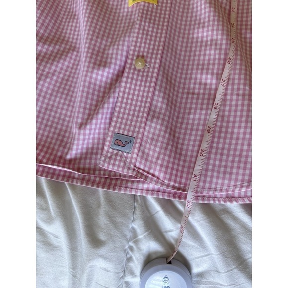 Vineyard Vines Whale Shirt Mens Medium Pink  Gingham Check Button Down Shirt EUC - Picture 10 of 12